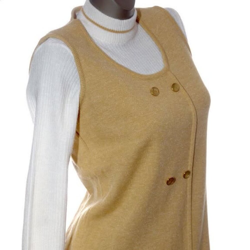 ♥ Vintage Knit SWEATER DRESS & SHIRT 2 Pc Set Metallic Tunic Tent MOD Womens